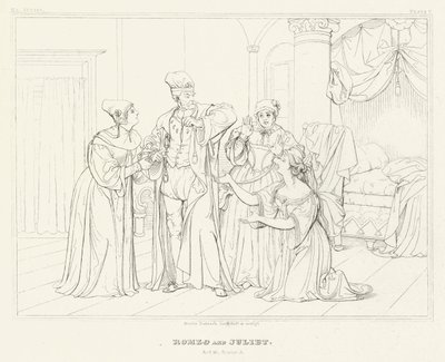 Romeo e Giulietta, Atto III, Scena 5 (incisione) da Friedrich August Moritz Retzsch