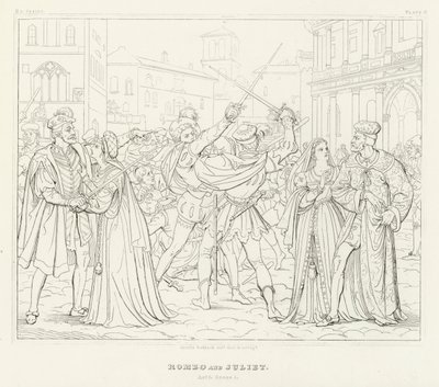 Romeo e Giulietta, Atto I, Scena 1 (incisione) da Friedrich August Moritz Retzsch