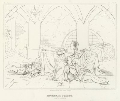 Romeo e Giulietta, Atto V, Scena 3 (incisione) da Friedrich August Moritz Retzsch
