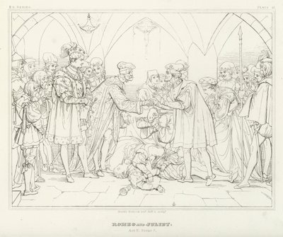 Romeo e Giulietta, Atto V, Scena 3 (incisione) da Friedrich August Moritz Retzsch