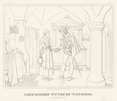 Le Allegre Comari di Windsor, Atto III, Scena 4 (incisione) da Friedrich August Moritz Retzsch