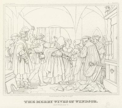 Le Allegre Comari di Windsor, Atto IV, Scena 2 (incisione) da Friedrich August Moritz Retzsch
