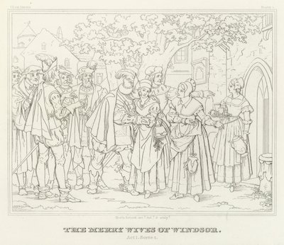 Le allegre comari di Windsor, Atto I, Scena 1 (incisione) da Friedrich August Moritz Retzsch