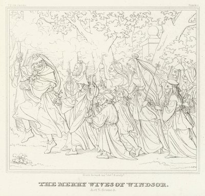 Le Allegre Comari di Windsor, Atto V, Scena 3 (incisione) da Friedrich August Moritz Retzsch