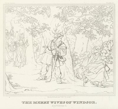 Le Allegre Comari di Windsor, Atto V, Scena 4 (incisione) da Friedrich August Moritz Retzsch