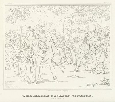 Le allegre comari di Windsor, Atto V, Scena 4 (incisione) da Friedrich August Moritz Retzsch
