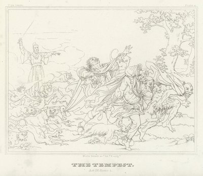 La tempesta, Atto IV, Scena 1 (incisione) da Friedrich August Moritz Retzsch
