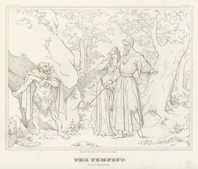 La Tempesta, Atto I, Scena 2 (incisione) da Friedrich August Moritz Retzsch