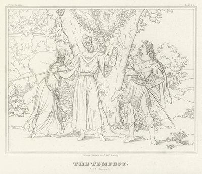 La Tempesta, Atto I, Scena 2 (incisione) da Friedrich August Moritz Retzsch