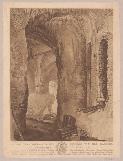 Veduta della cripta del castello Vredenburg a Utrecht da Friedrich Christoph Dietrich