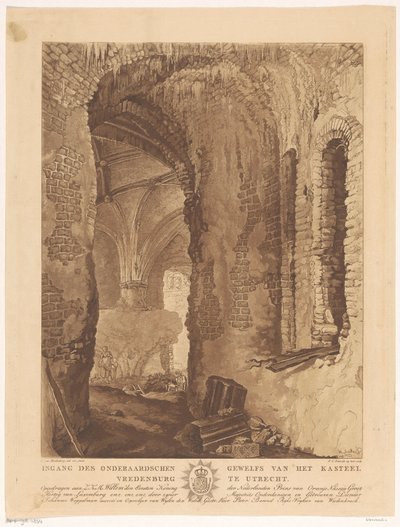 Veduta della cripta del castello Vredenburg a Utrecht da Friedrich Christoph Dietrich