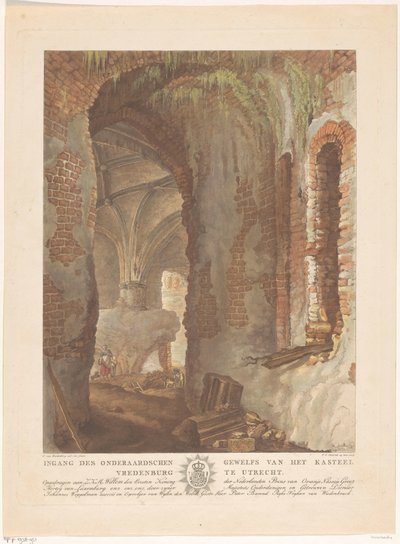 Veduta della cripta del castello Vredenburg a Utrecht da Friedrich Christoph Dietrich