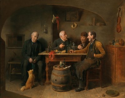 Tedesco: Quattro uomini in una taverna Una scena di taverna da Friedrich Friedlander