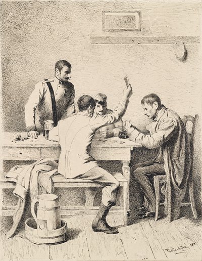 Soldati che giocano a carte da Friedrich Friedländer Ritter von Malheim