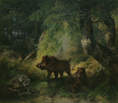 Cinghiale e Lupo da Friedrich Gauermann