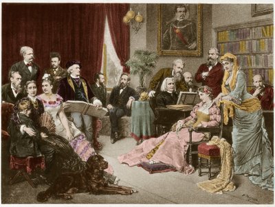 Richard Wagner e Liszt a Bayreuth con Cosima e Siegfried - dopo Fritz Georg Papperitz da Friedrich Georg Papperitz