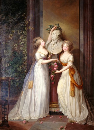 Le principesse Luisa e Federica di Prussia incoronano il busto di Federico Guglielmo II, 1795 da Friedrich Georg Weitsch