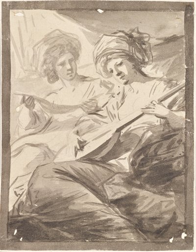 Due donne con mandolino (studio per il doppio ritratto delle sorelle Victoire e Sophie von Fries?) da Friedrich Heinrich Fuger