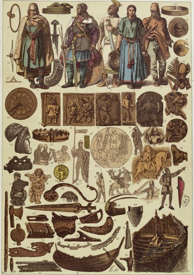 Costumi e oggetti scandinavi fino al 1200, fine XIX secolo da Friedrich Hottenroth