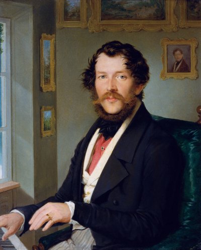 Ritratto di un uomo davanti al pianoforte da Friedrich Johann Gottlieb Lieder