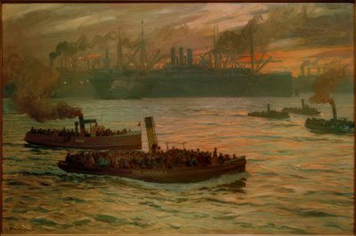 Fine giornata. Nel porto di Amburgo da Friedrich Kallmorgen