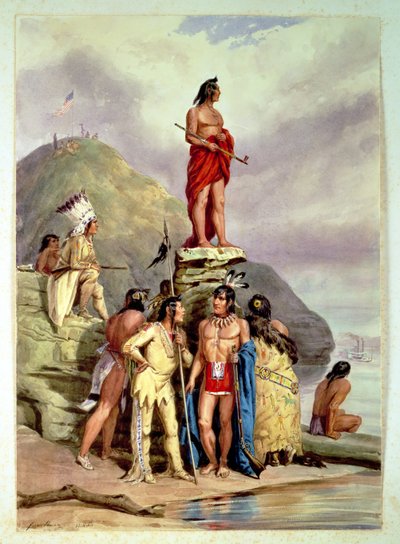 Gruppo di indiani su una riva del fiume, 1854 da Friedrich Kurz