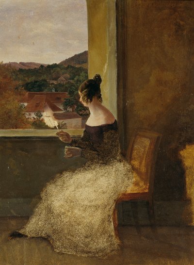 Dama alla finestra con filatoio da Friedrich Loos