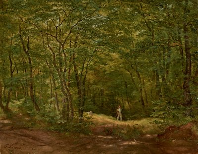 Passeggiatori in un paesaggio boschivo da Friedrich Loos