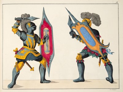 Due cavalieri che combattono, tavola da 
