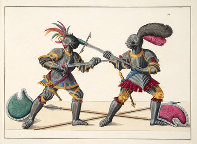 Due cavalieri che combattono, tavola da 
