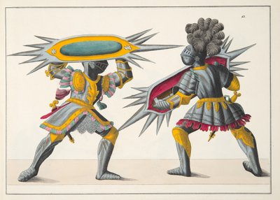 Due cavalieri che combattono, tavola da 
