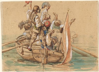 Marinai greci su un canale veneziano da Friedrich Nerly