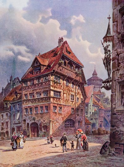 Casa di Albrecht Durer a Norimberga, Germania, come era nel XIX secolo, da 