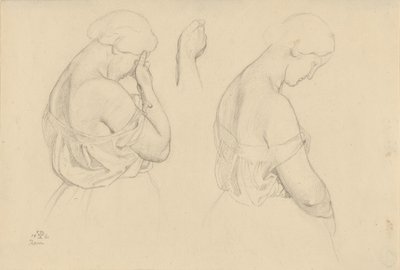 Due figure femminili a mezzo busto e uno studio di una mano da Friedrich Preller