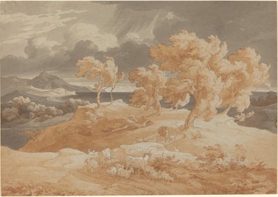 Paesaggio costiero italiano con temporale da Friedrich Preller the Elder