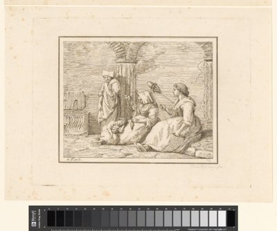 Donne che filano (Scene di vita quotidiana in Italia) (Figure prese dal vero) da Friedrich Rehberg