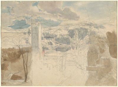 Rovine di una torre fortificata tra colline boscose da Friedrich Salathé