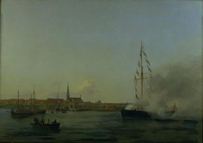 Il porto di Nyborg. In primo piano il cutter "Neptun" da Friedrich Theodore Kloss