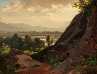 Paesaggio montano con parte rocciosa in primo piano da Friedrich Voltz