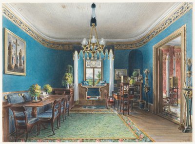 Disegno, La stanza blu, Schloss Fischbach, 1846 da Friedrich Wilhelm Klose