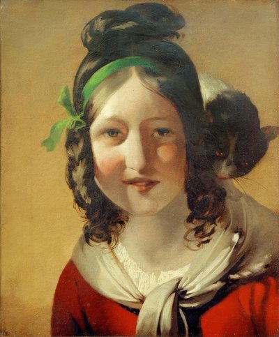 Ragazza che ride con gatto da Friedrich von Amerling