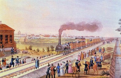 Arrivo del primo treno da San Pietroburgo a Tsarskoye Selo il 30 ottobre 1837, 1837 da Friedrich von Martens