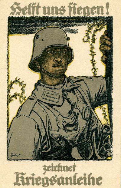 Poster di obbligazioni di guerra tedesche della prima guerra mondiale da Fritz Erler