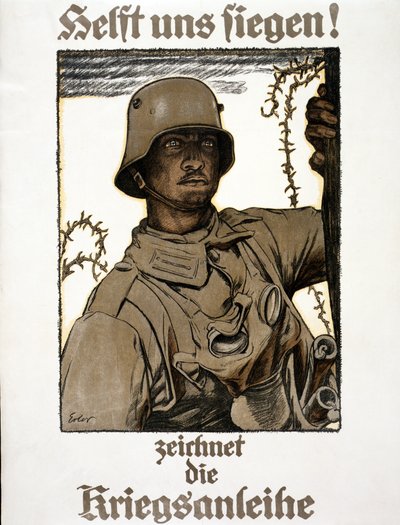 Aiutateci a vincere! Sottoscrivete il prestito di guerra, pub. Monaco, 1917 da Fritz Erler