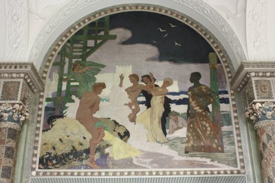 Affresco nella sala delle conchiglie del Kurhaus Wiesbaden da Fritz Erler