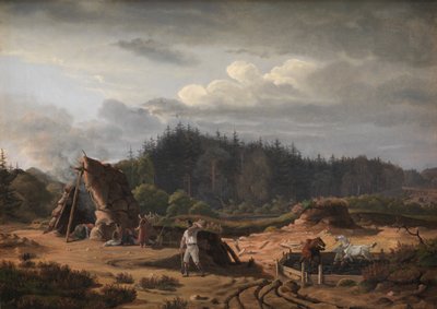 Una palude con tagliatori di torba. Høsterkøb, North Zealand da Fritz Petzholdt
