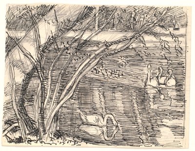 Un lago con quattro cigni da Fritz Syberg