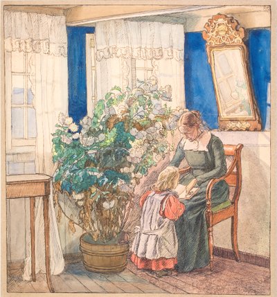 Madre e bambino guardano immagini (Anna e Hans Syberg) da Fritz Syberg