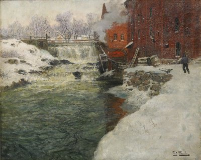 Fabbrica di tela presso il fiume Aker Kristiania, c. 1890 da Fritz Thaulov