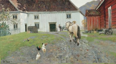 Nel cortile della fattoria da Fritz Thaulow